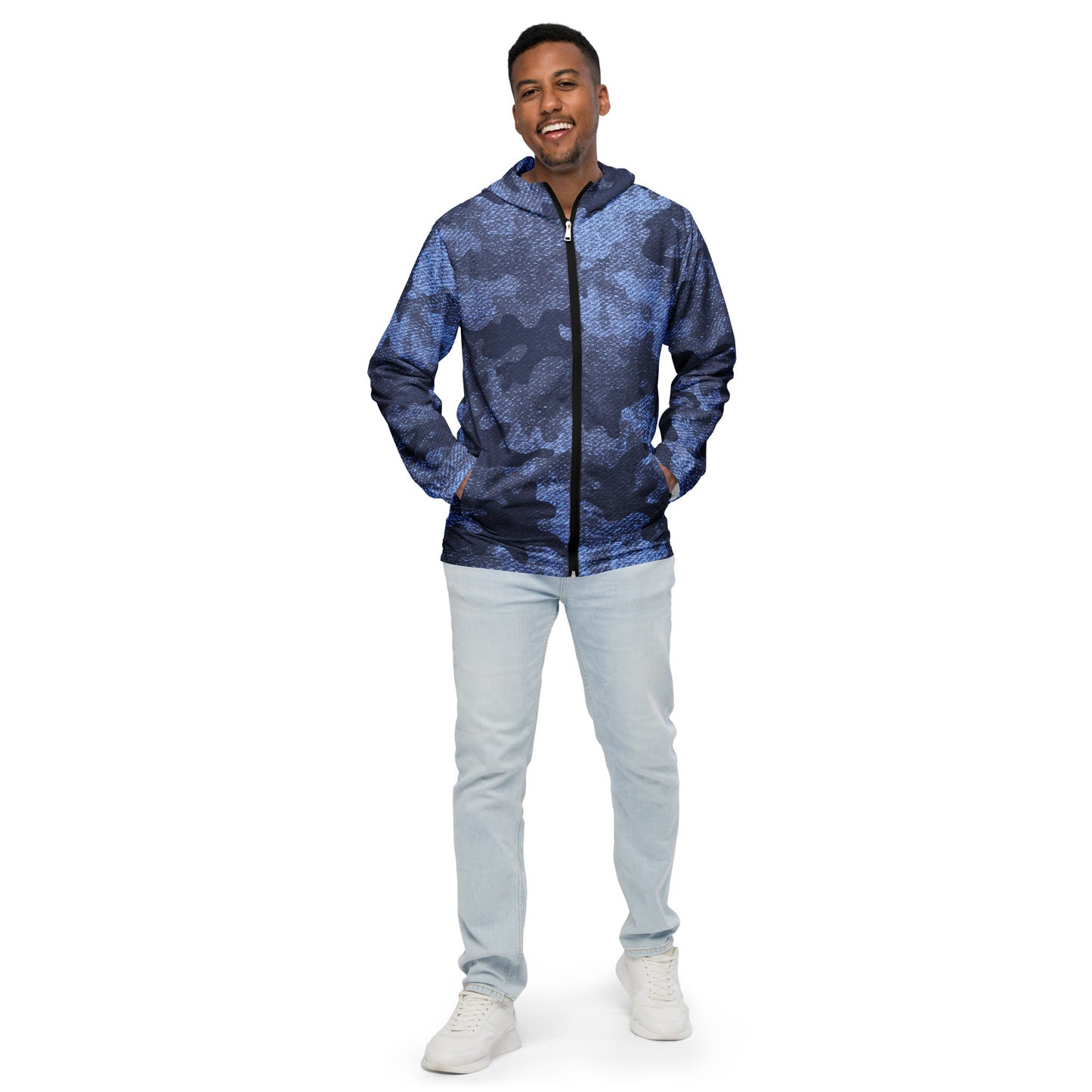 Camo Windbreaker For Men | Denim Blue