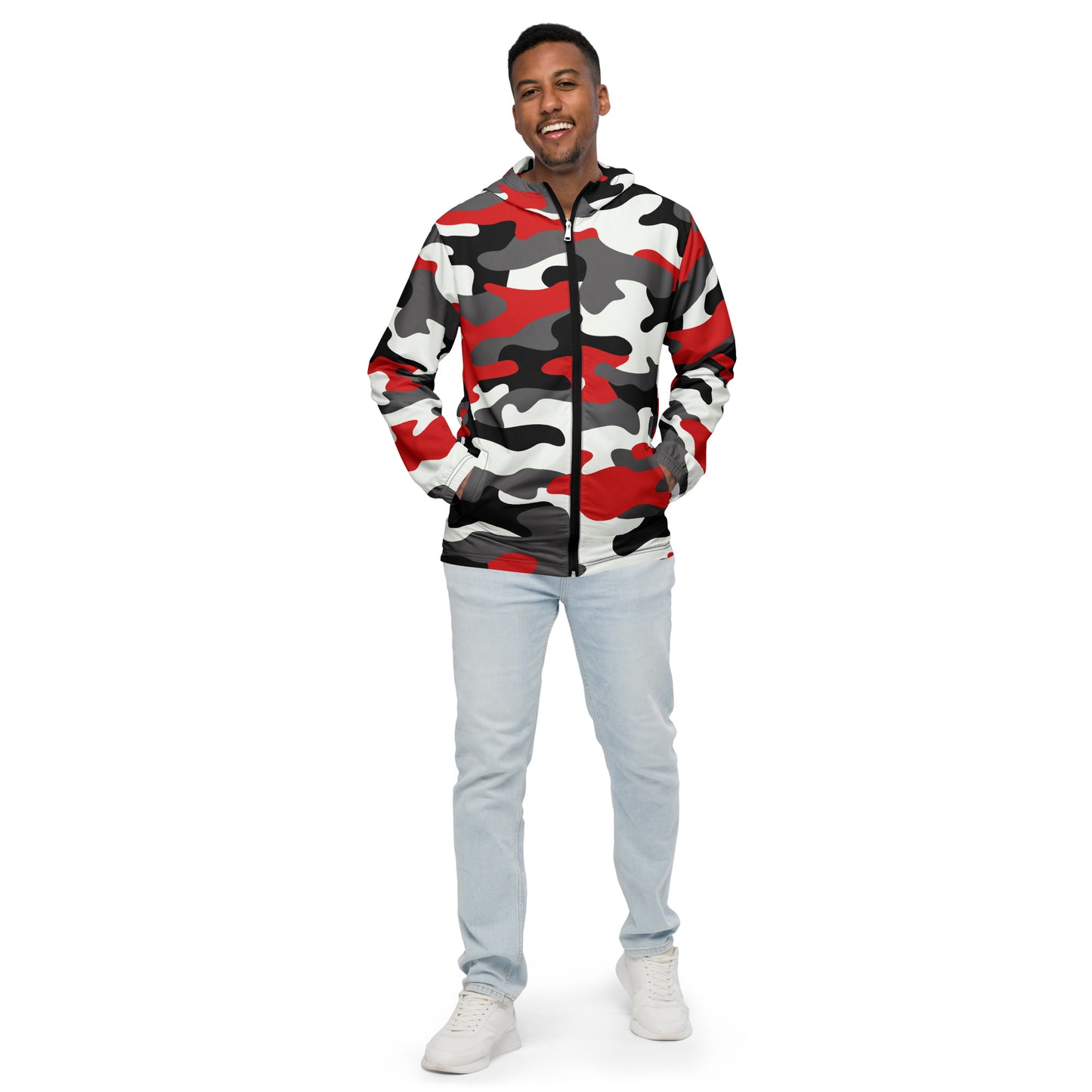 Camo Windbreaker For Men | Red, Black & White