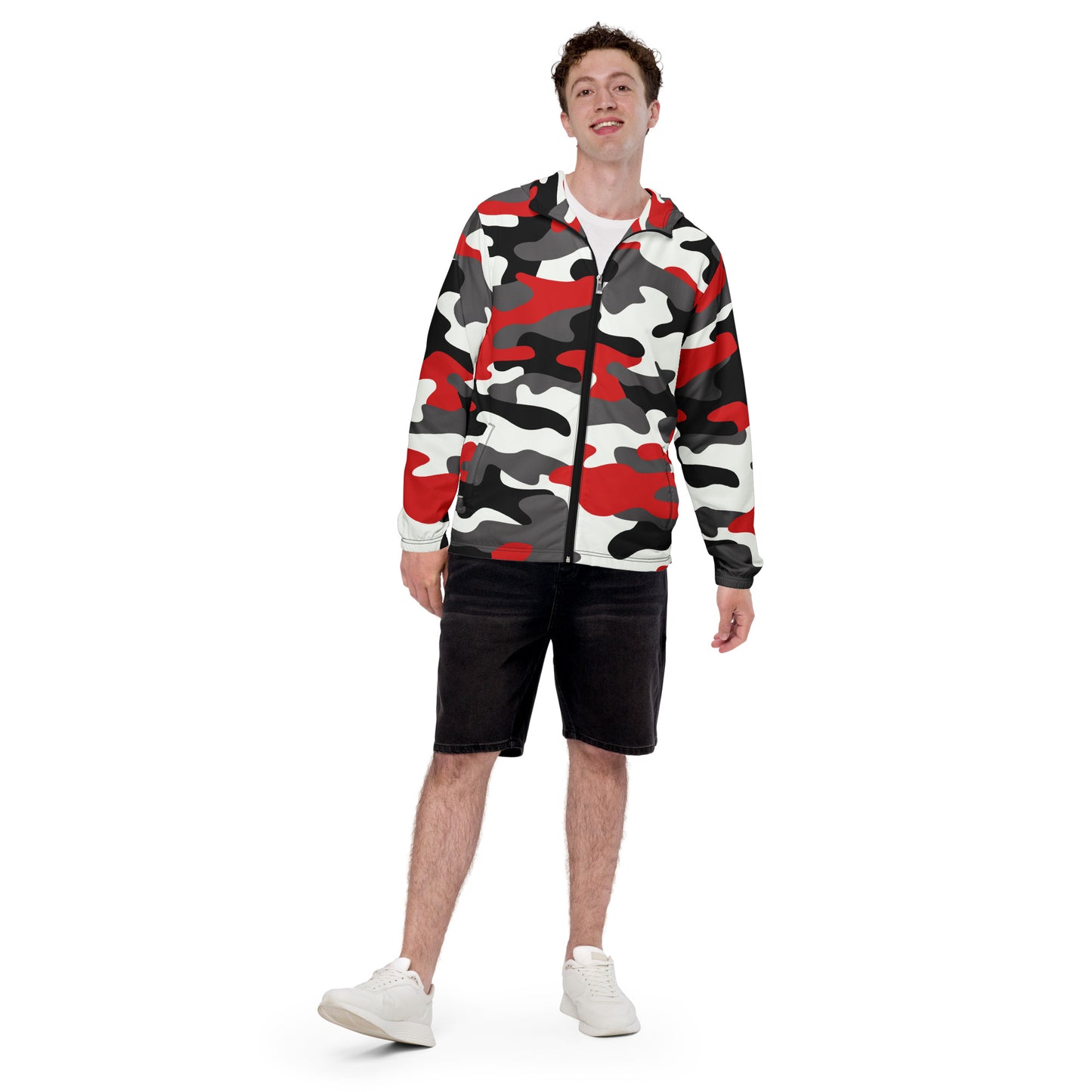 Camo Windbreaker For Men | Red, Black & White