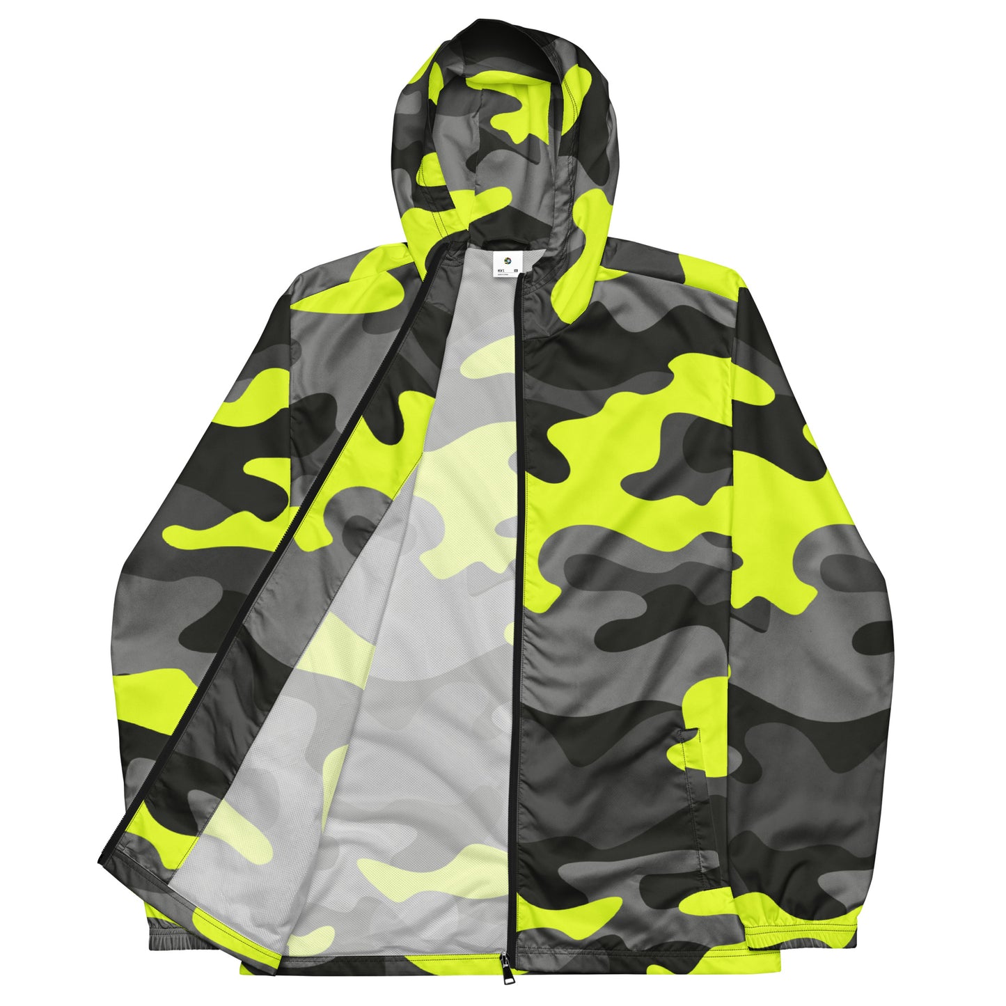 Camo Windbreaker For Men | Black, Gray & Yellow