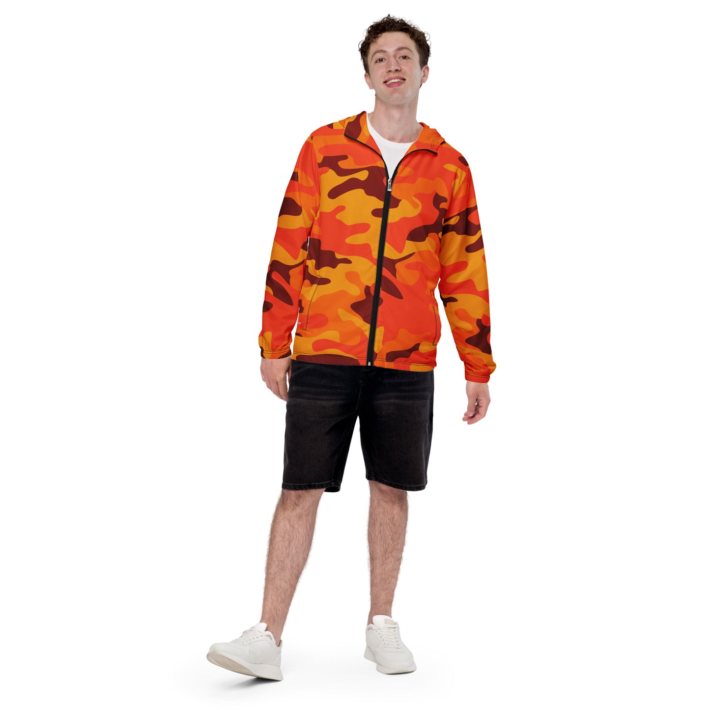 Camo Windbreaker For Men | Orange & Red