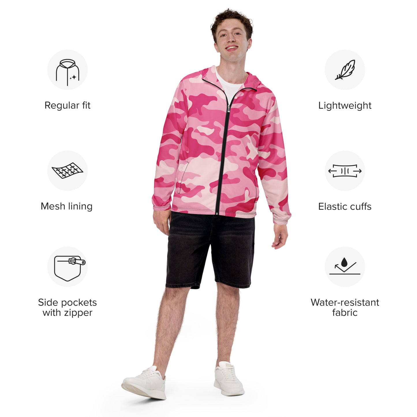 Camo Windbreaker For Men | Lavender Pink