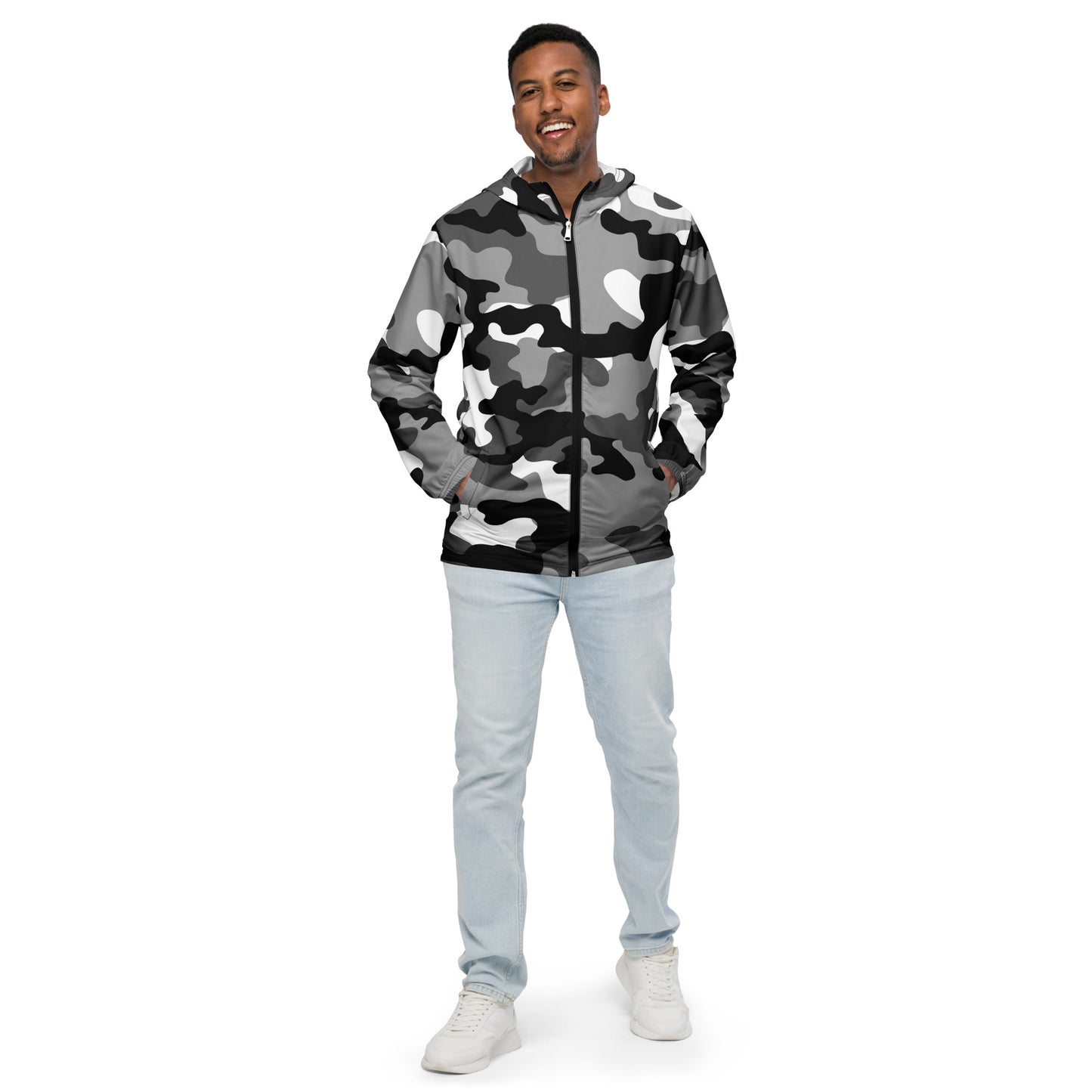 Camo Windbreaker For Men | Black, White & Gray