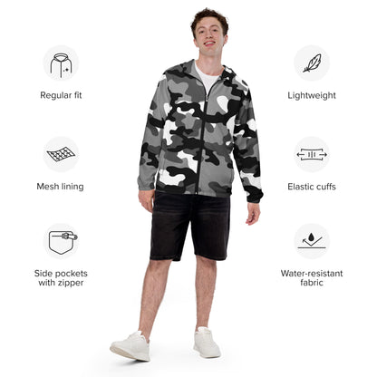 Camo Windbreaker For Men | Black, White & Gray