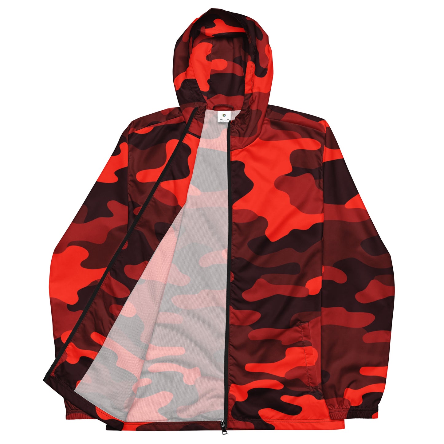 Camo Windbreaker For Men | Scarlet Red & Black