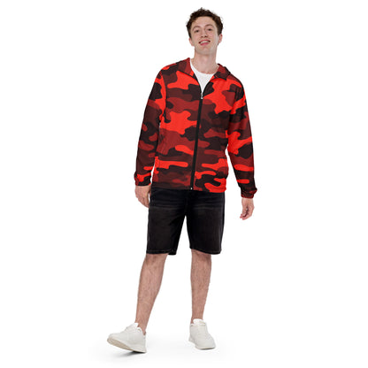 Camo Windbreaker For Men | Scarlet Red & Black