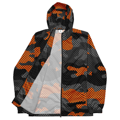 Camo Windbreaker For Men | Black & Orange Pixel