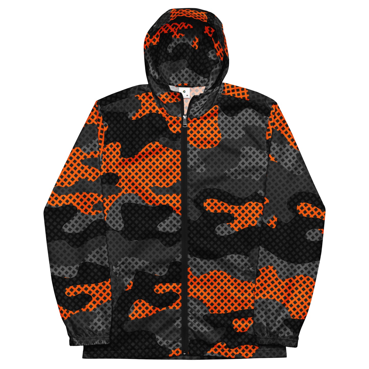 Camo Windbreaker For Men | Black & Orange Pixel