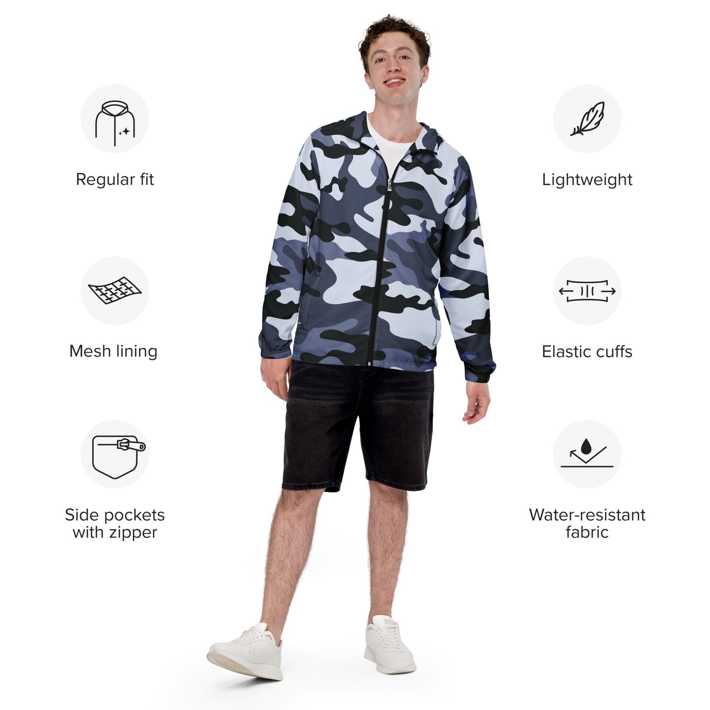 Camo Windbreaker For Men | Light Blue