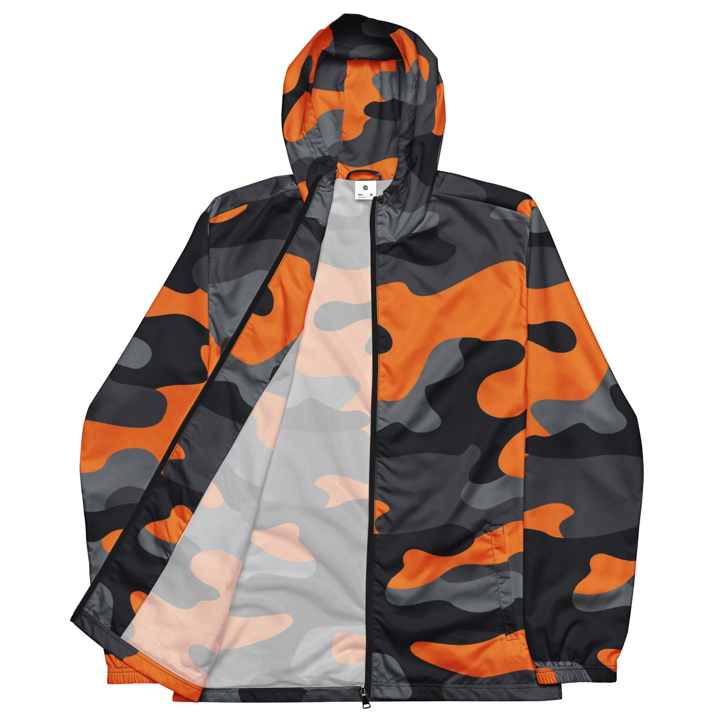 Camo Windbreaker For Men | Orange, Gray & Black