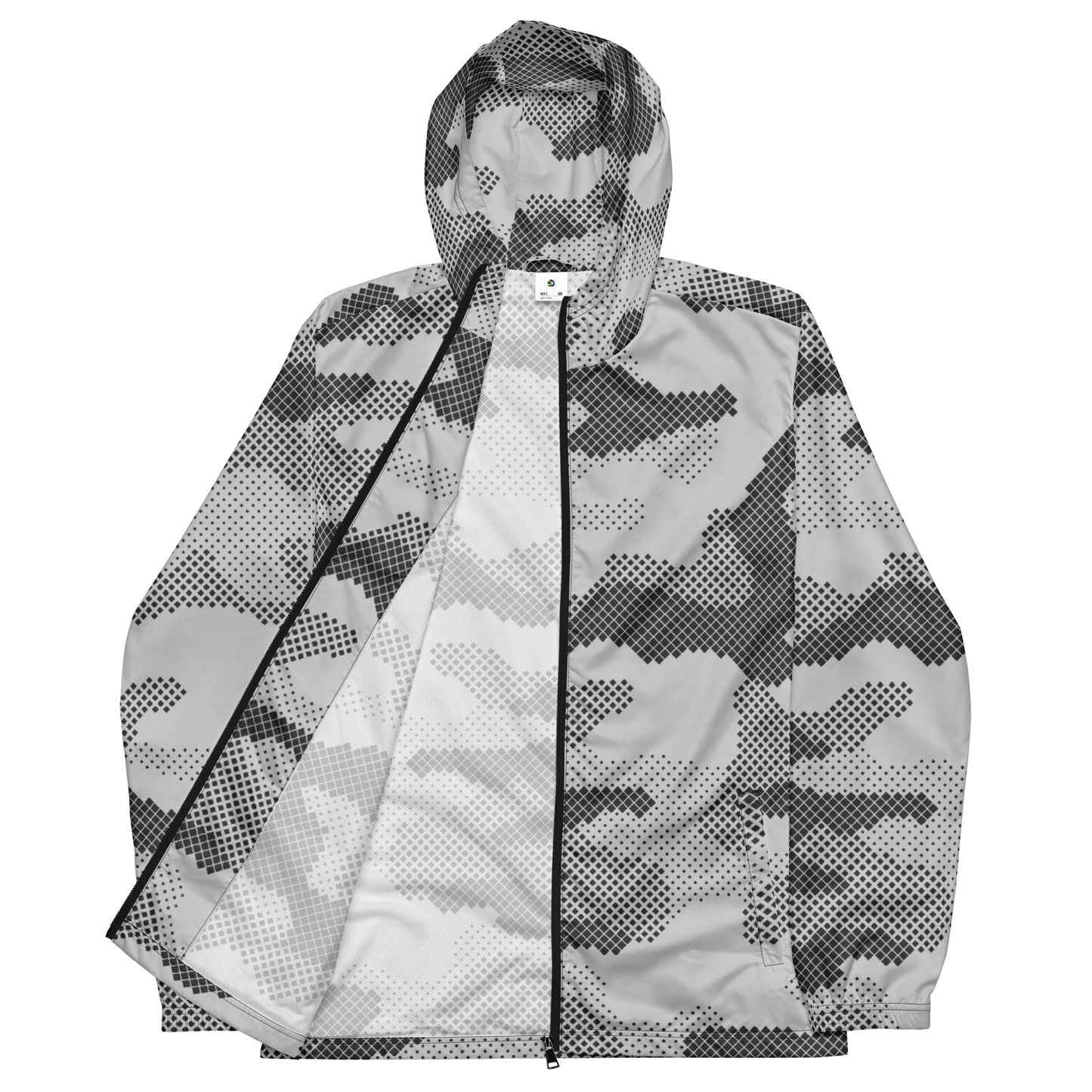 Camo Windbreaker For Men | Black & White Digital Dotted