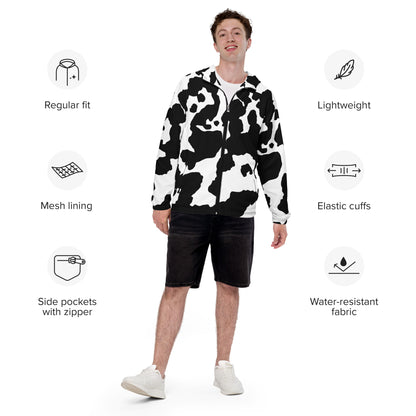 Camo Windbreaker For Men | Black & White Cow Skin