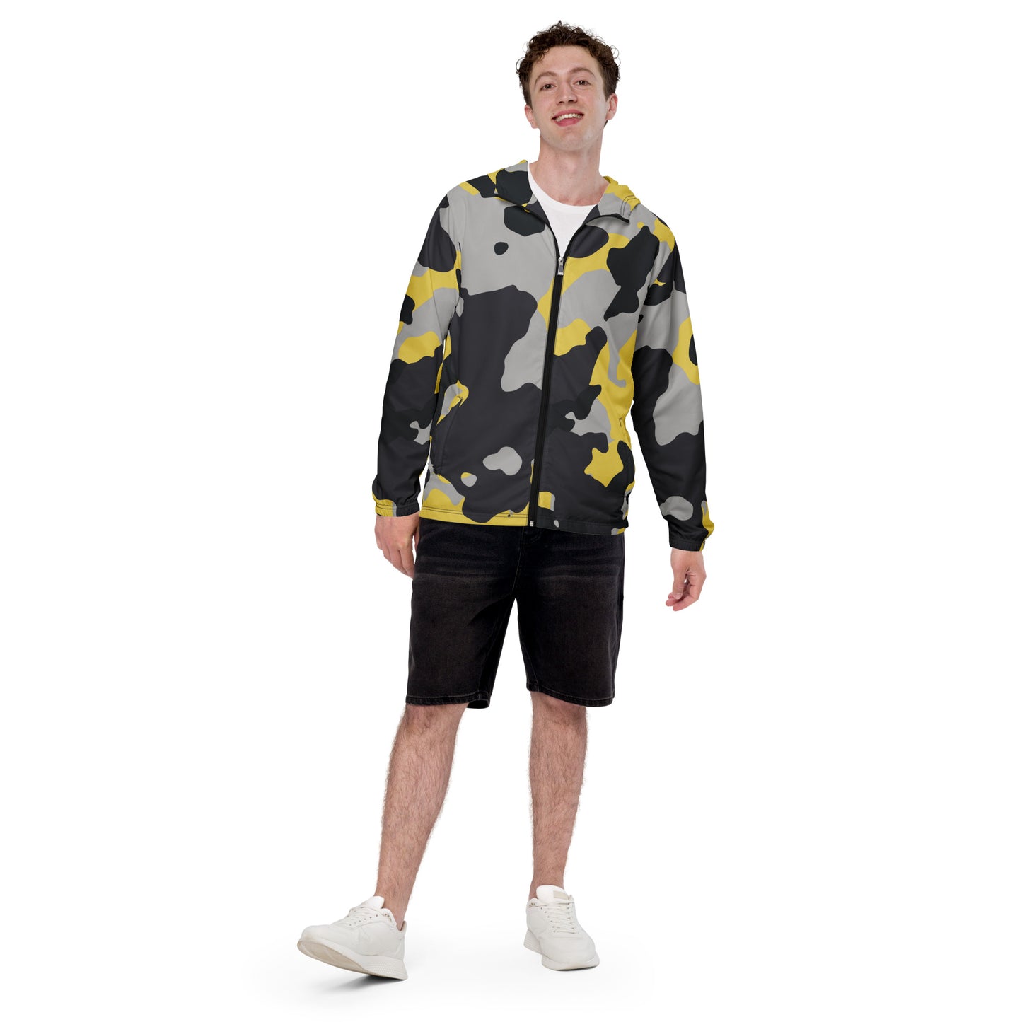 Camo Windbreaker For Men | Yellow, Black & Silver