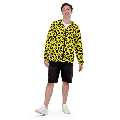 Windbreaker For Men | Black and Yellow Leopard Pattern