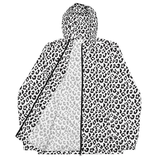 Windbreaker For Men | Black and White Leopard Pattern