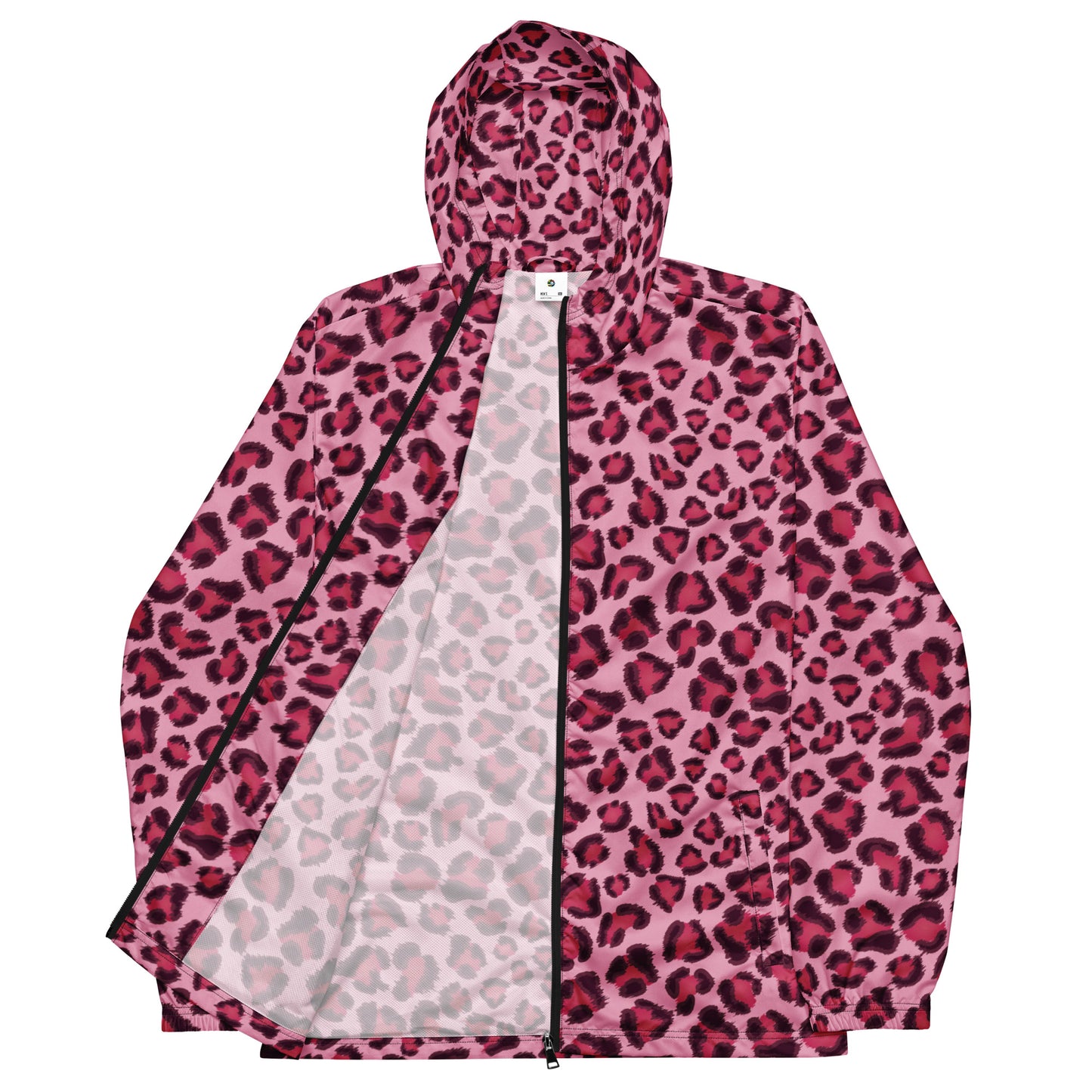 Windbreaker For Men | Pink, Cherry and Black Leopard Pattern