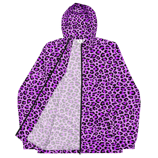 Windbreaker For Men | Purple, Blue and Black Leopard Pattern