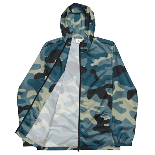 Men's Camo Windbreaker in Shades of Blue and Charcoal | Camo Colors