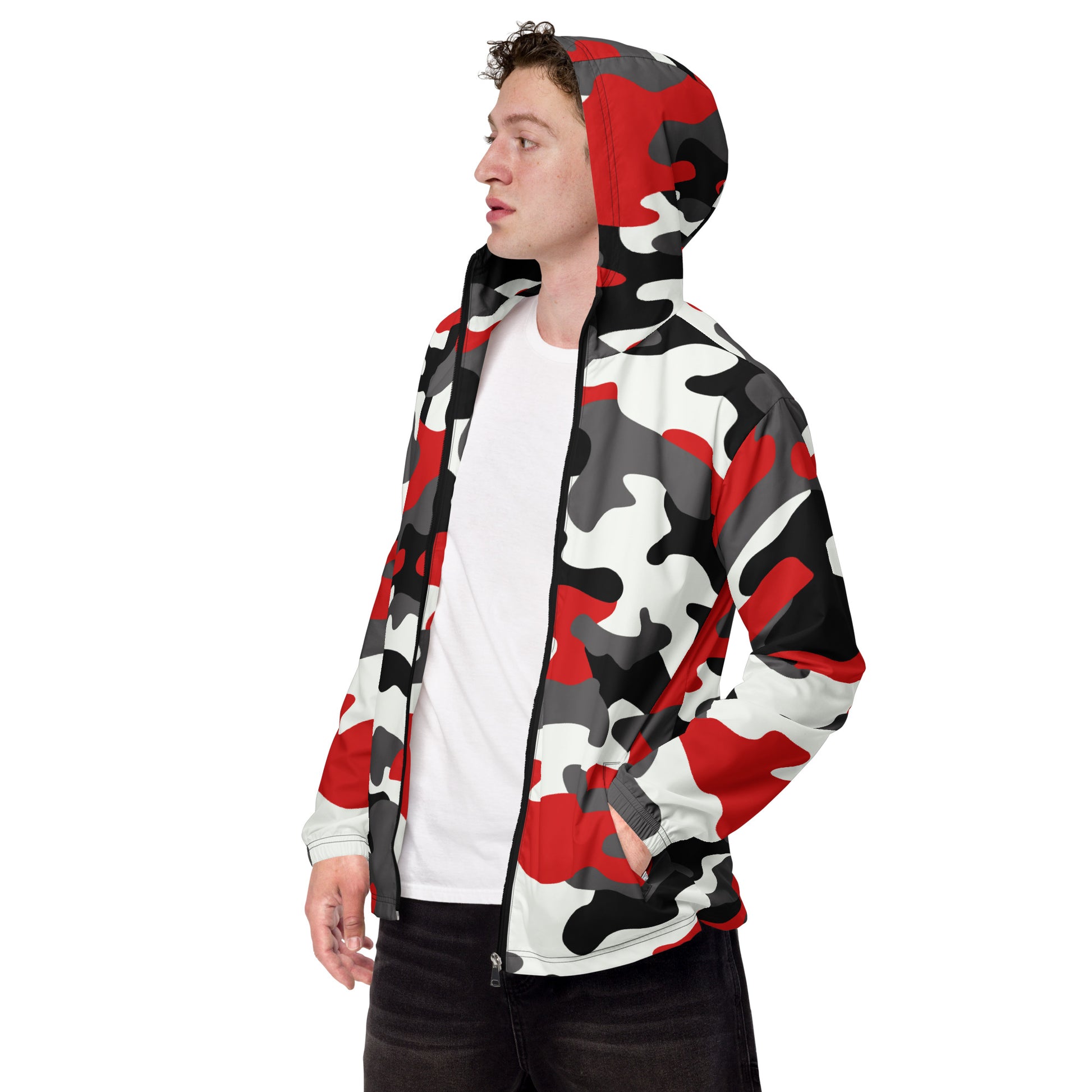 Camo Windbreaker For Men | Red, Black & White