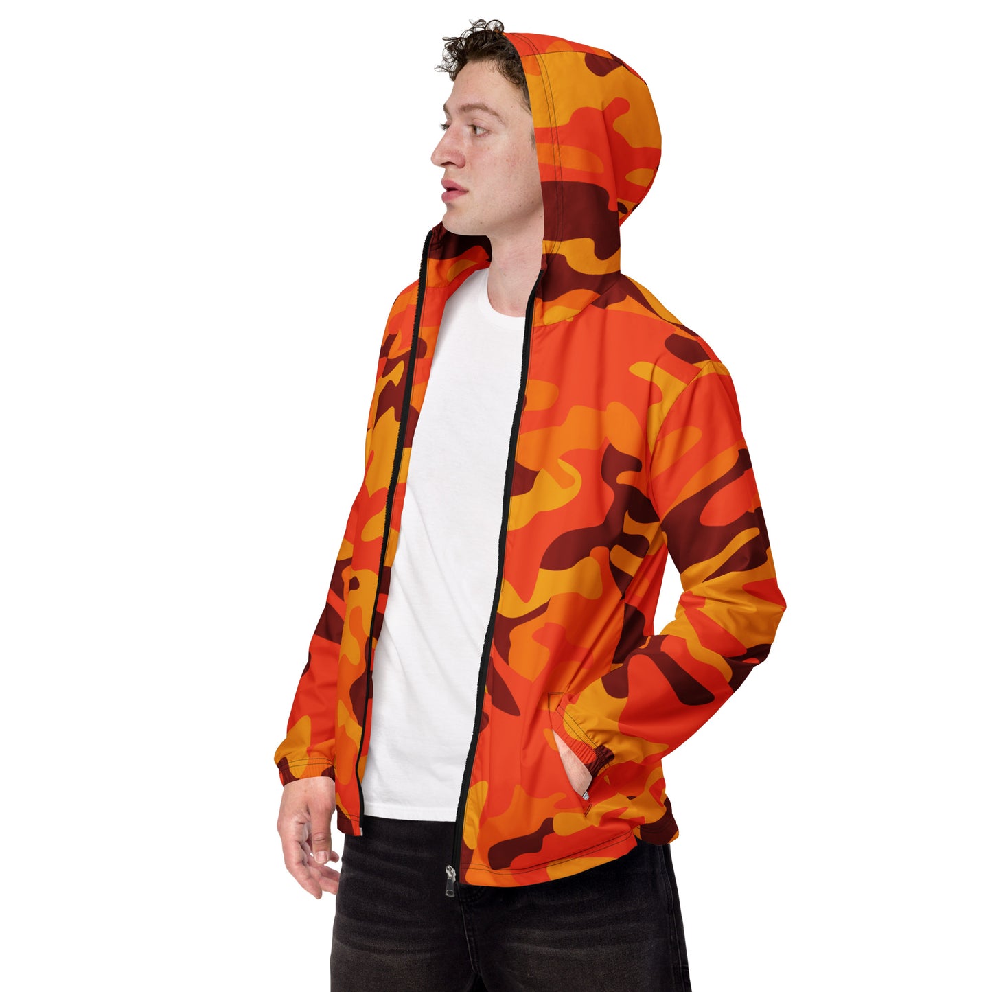 Camo Windbreaker For Men | Orange & Red