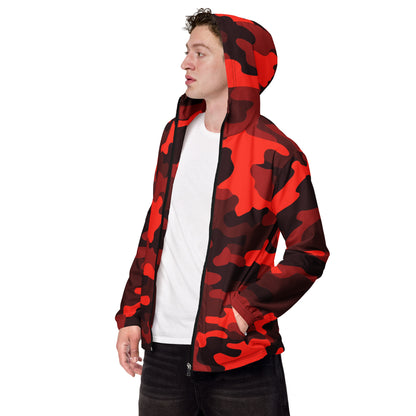 Camo Windbreaker For Men | Scarlet Red & Black