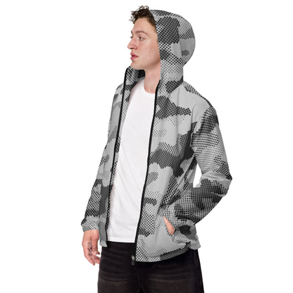 Camo Windbreaker For Men | Black & White Digital Dotted