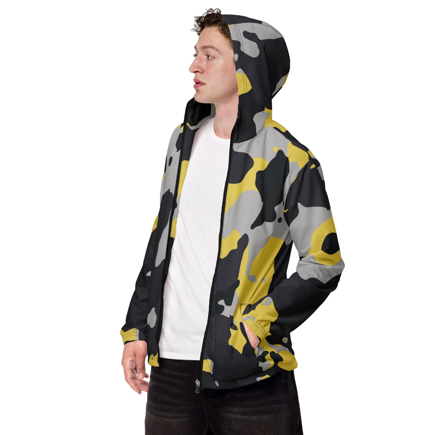 Camo Windbreaker For Men | Yellow, Black & Silver