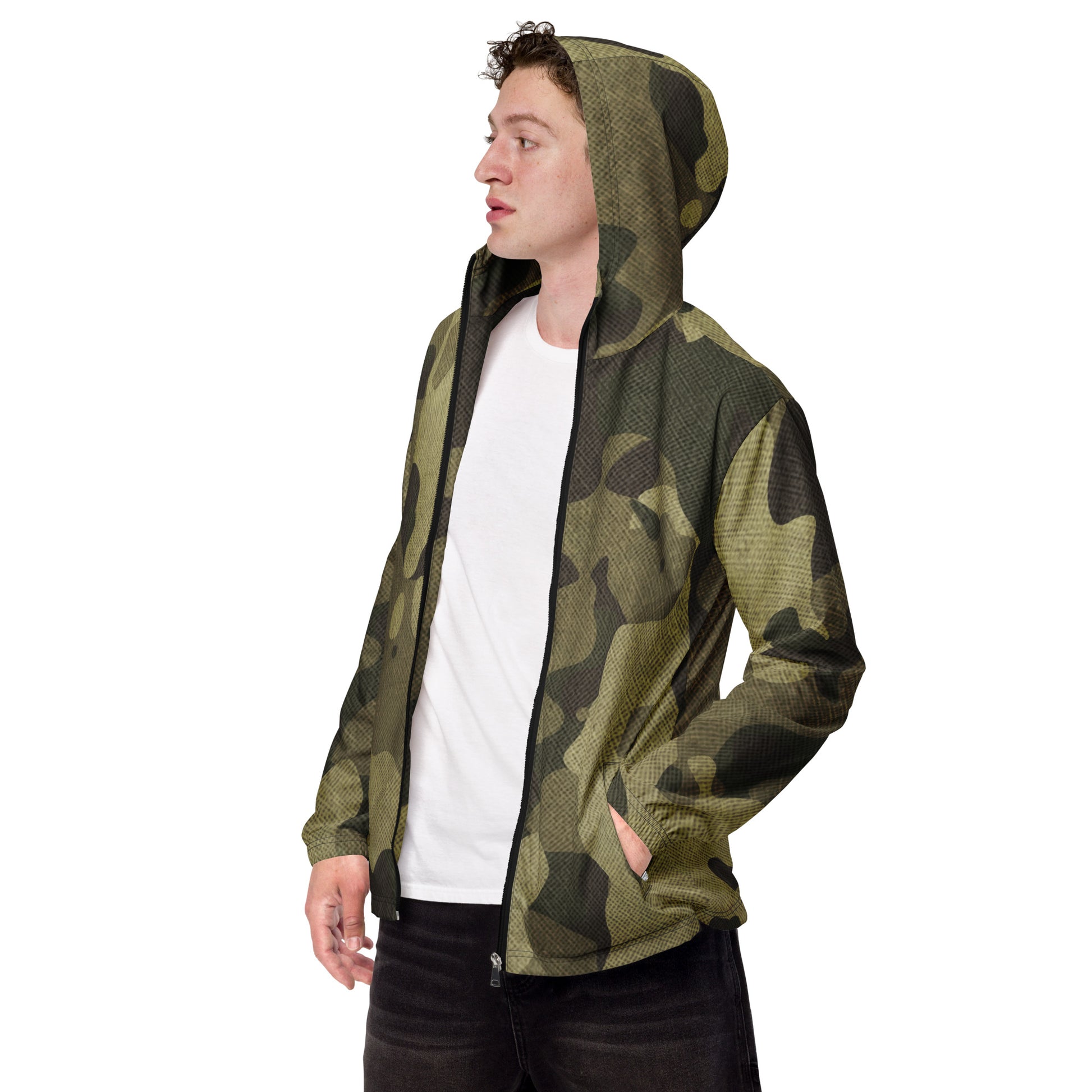 Camo Windbreaker For Men | Green Fabric