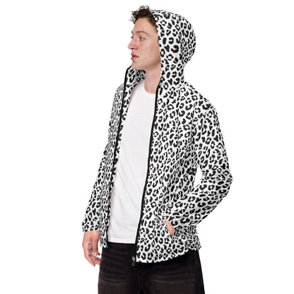 Windbreaker For Men | Black and White Leopard Pattern