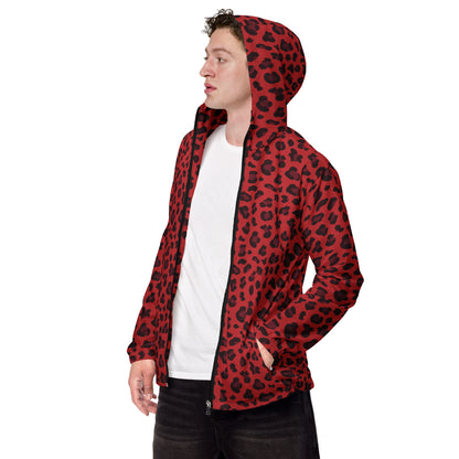 Windbreaker For Men | Red and Black Leopard Pattern