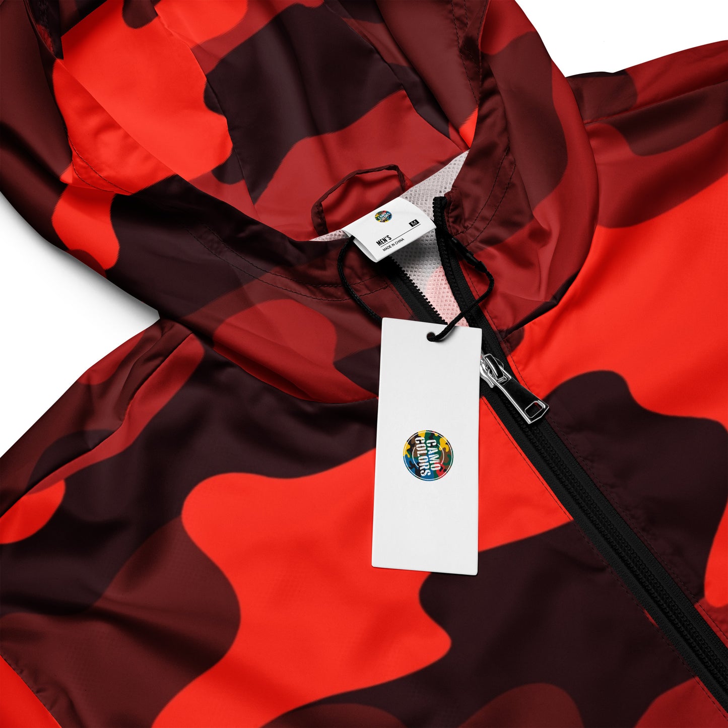 Camo Windbreaker For Men | Scarlet Red & Black