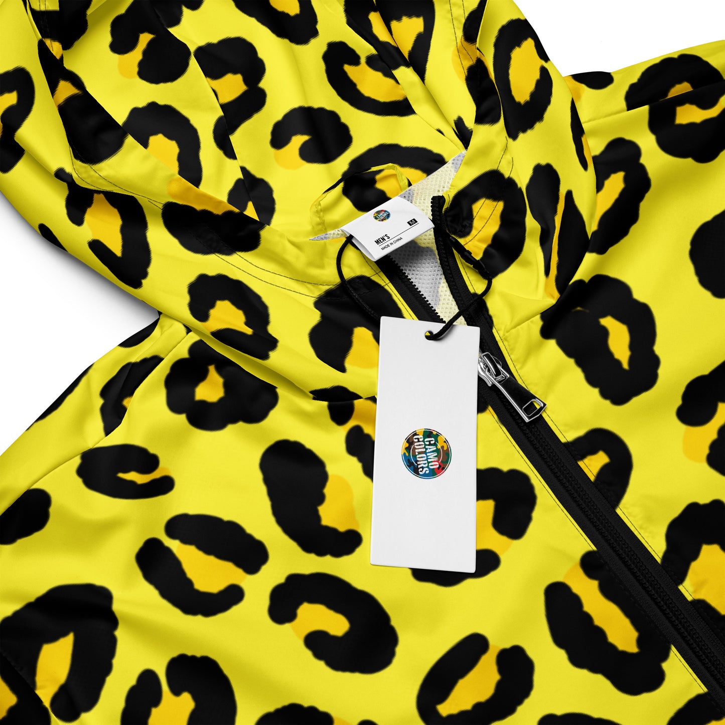 Windbreaker For Men | Black and Yellow Leopard Pattern