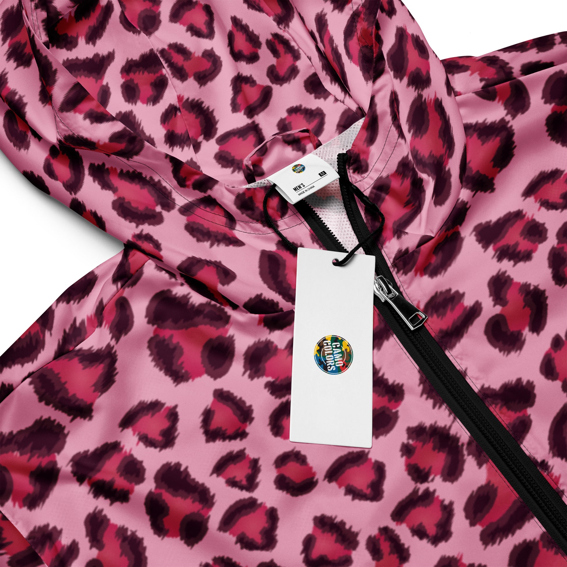 Windbreaker For Men | Pink, Cherry and Black Leopard Pattern