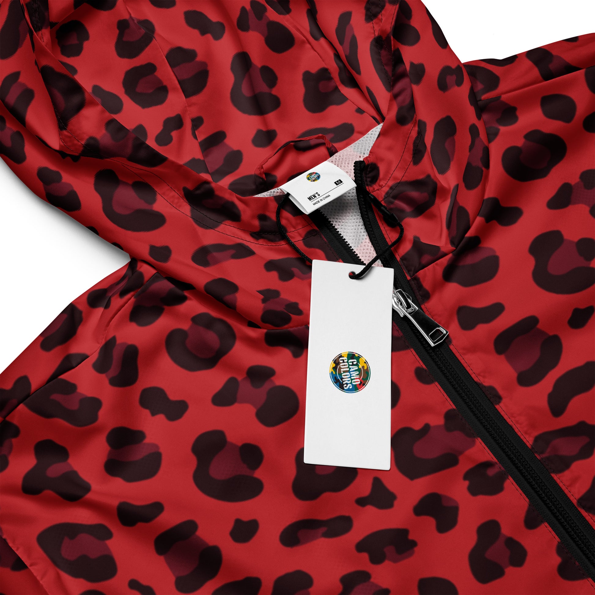 Windbreaker For Men | Red and Black Leopard Pattern