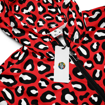 Windbreaker For Men | Red, Black and White Leopard Pattern