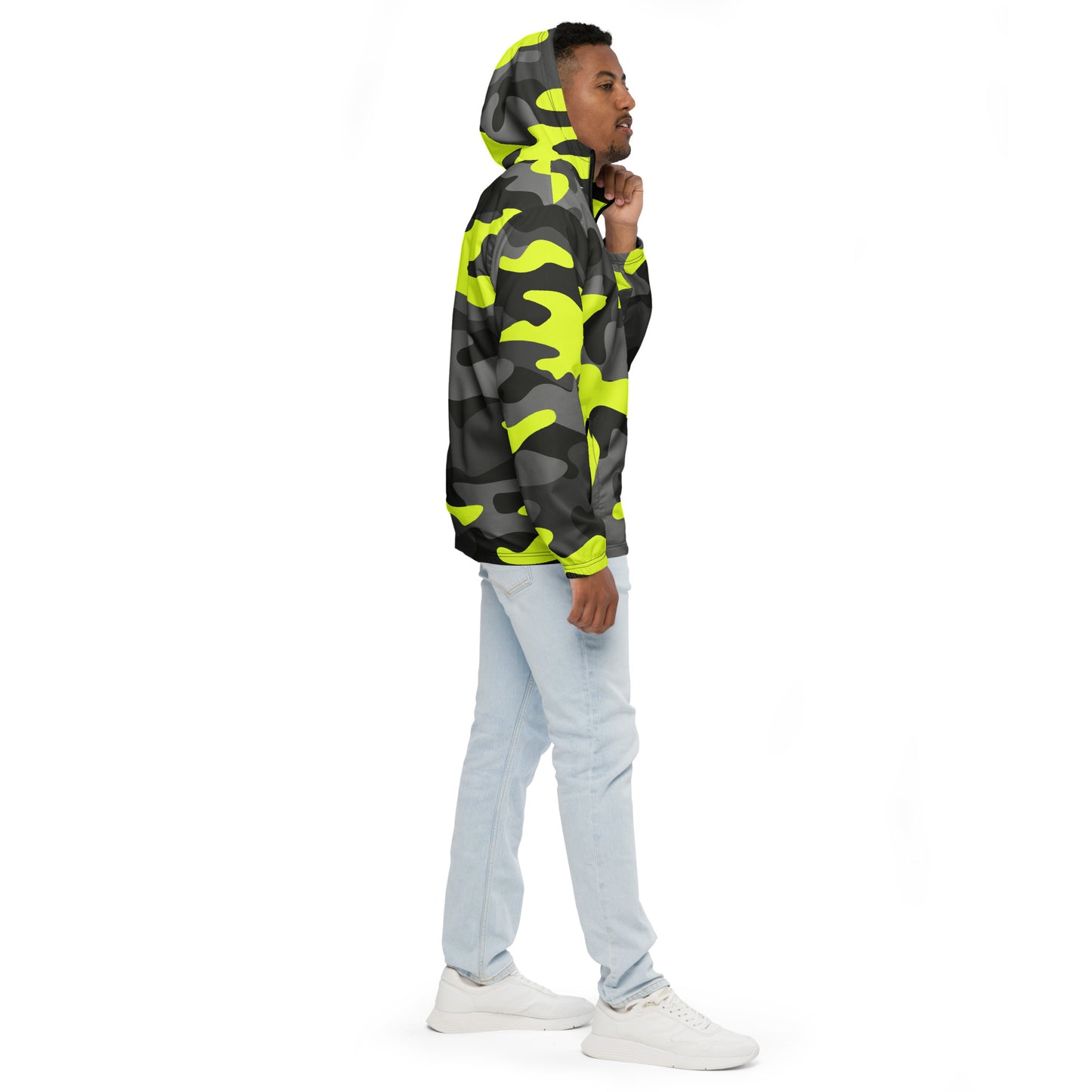 Camo Windbreaker For Men | Black, Gray & Yellow