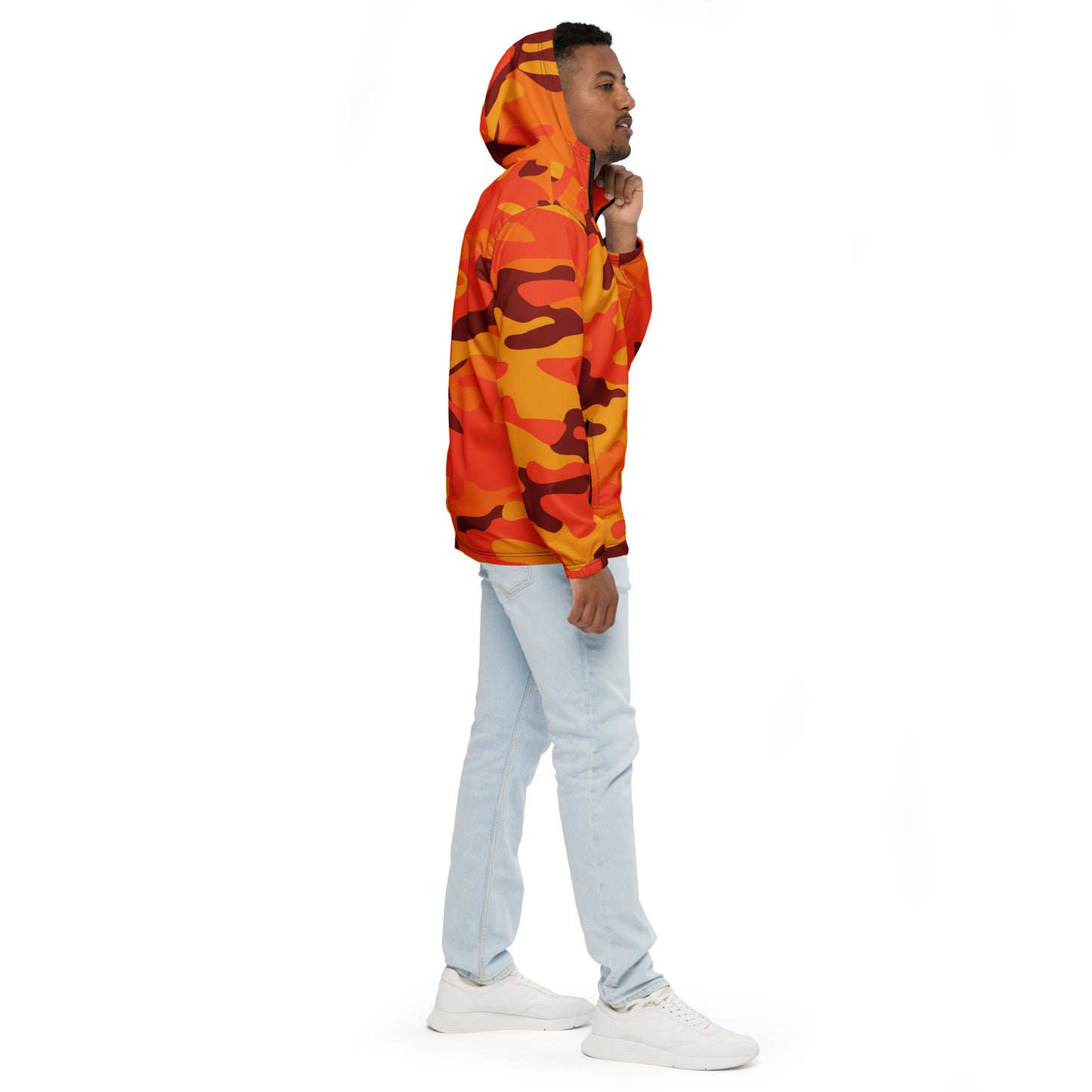 Camo Windbreaker For Men | Orange & Red