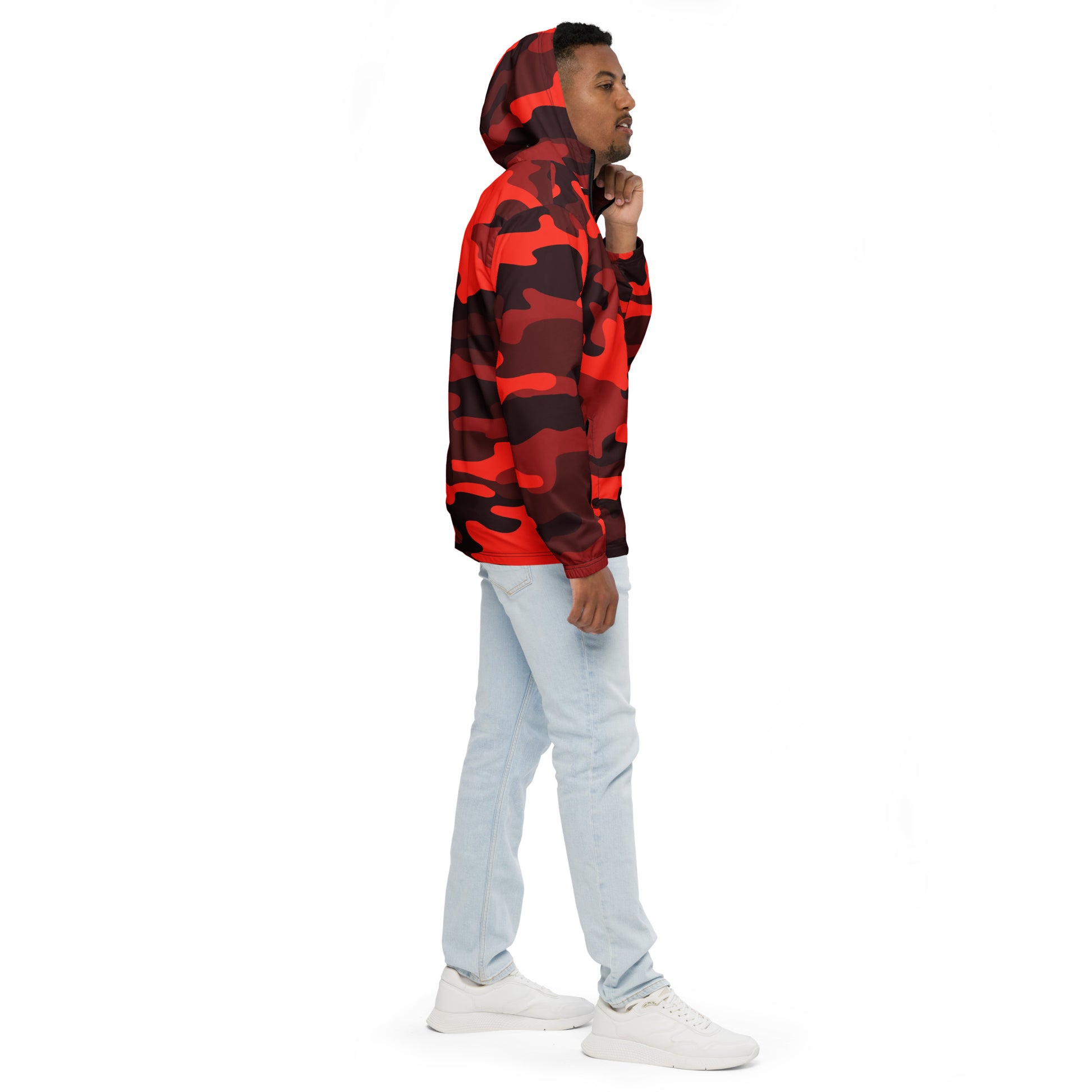 Camo Windbreaker For Men | Scarlet Red & Black