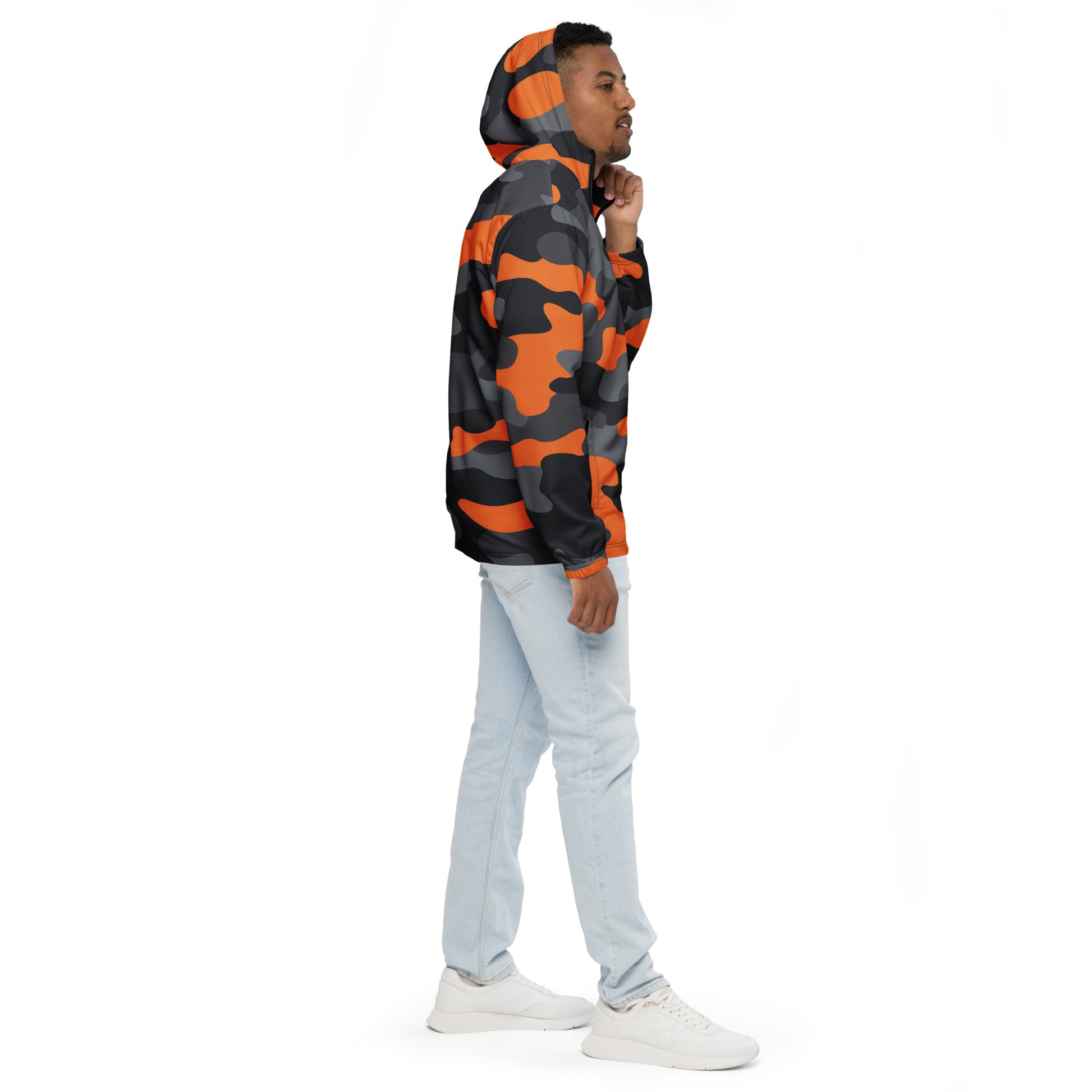 Camo Windbreaker For Men | Orange, Gray & Black