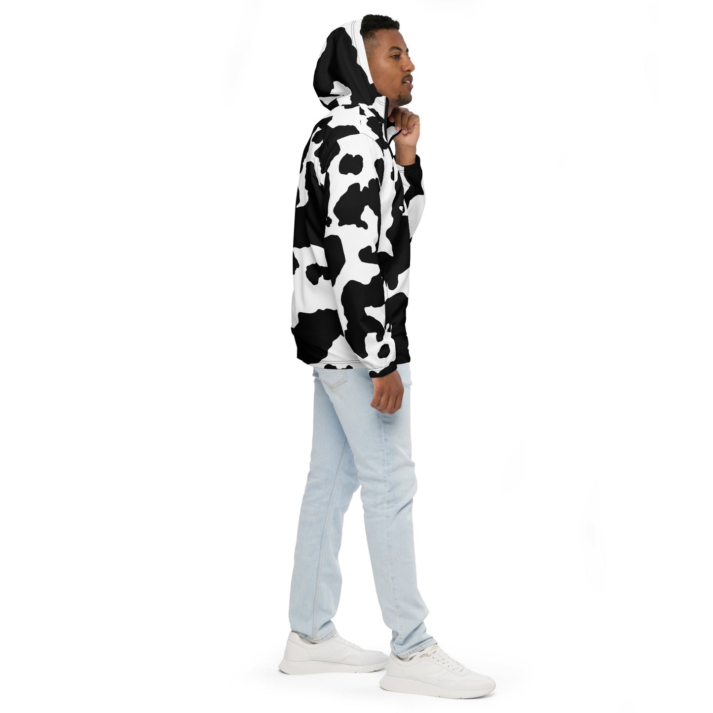 Camo Windbreaker For Men | Black & White Cow Skin