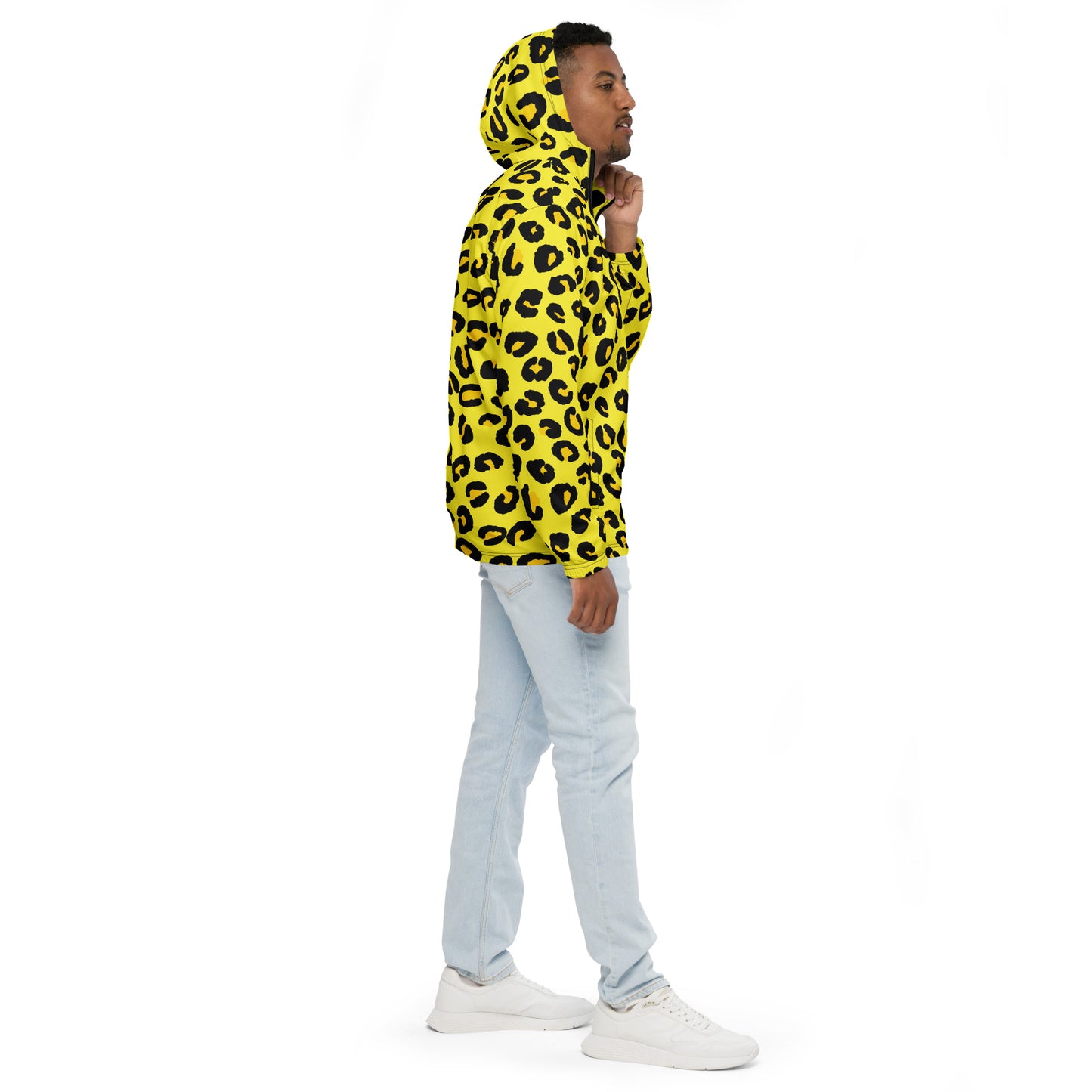 Windbreaker For Men | Black and Yellow Leopard Pattern