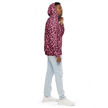 Windbreaker For Men | Pink, Cherry and Black Leopard Pattern