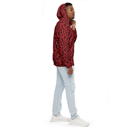 Windbreaker For Men | Red and Black Leopard Pattern