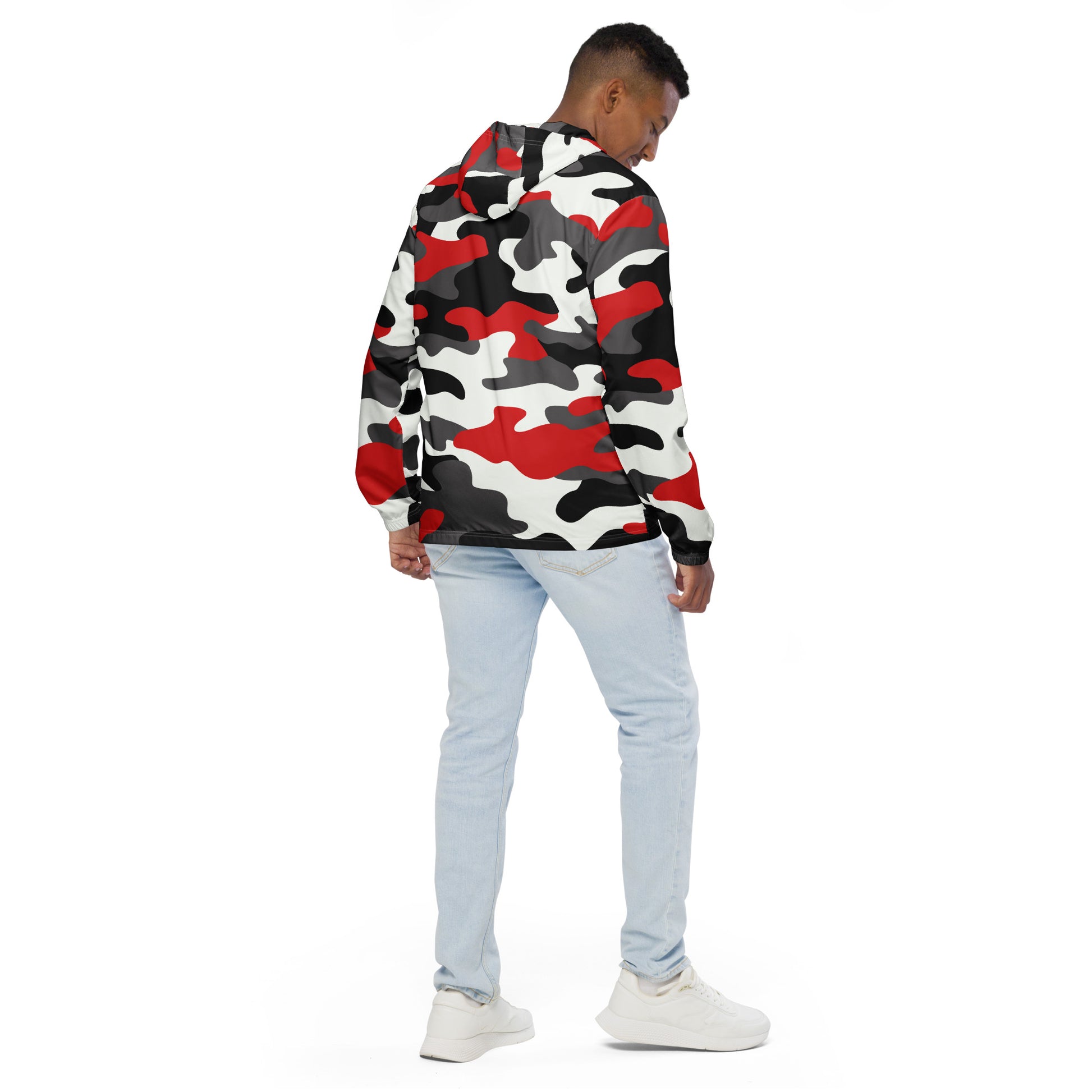 Camo Windbreaker For Men | Red, Black & White