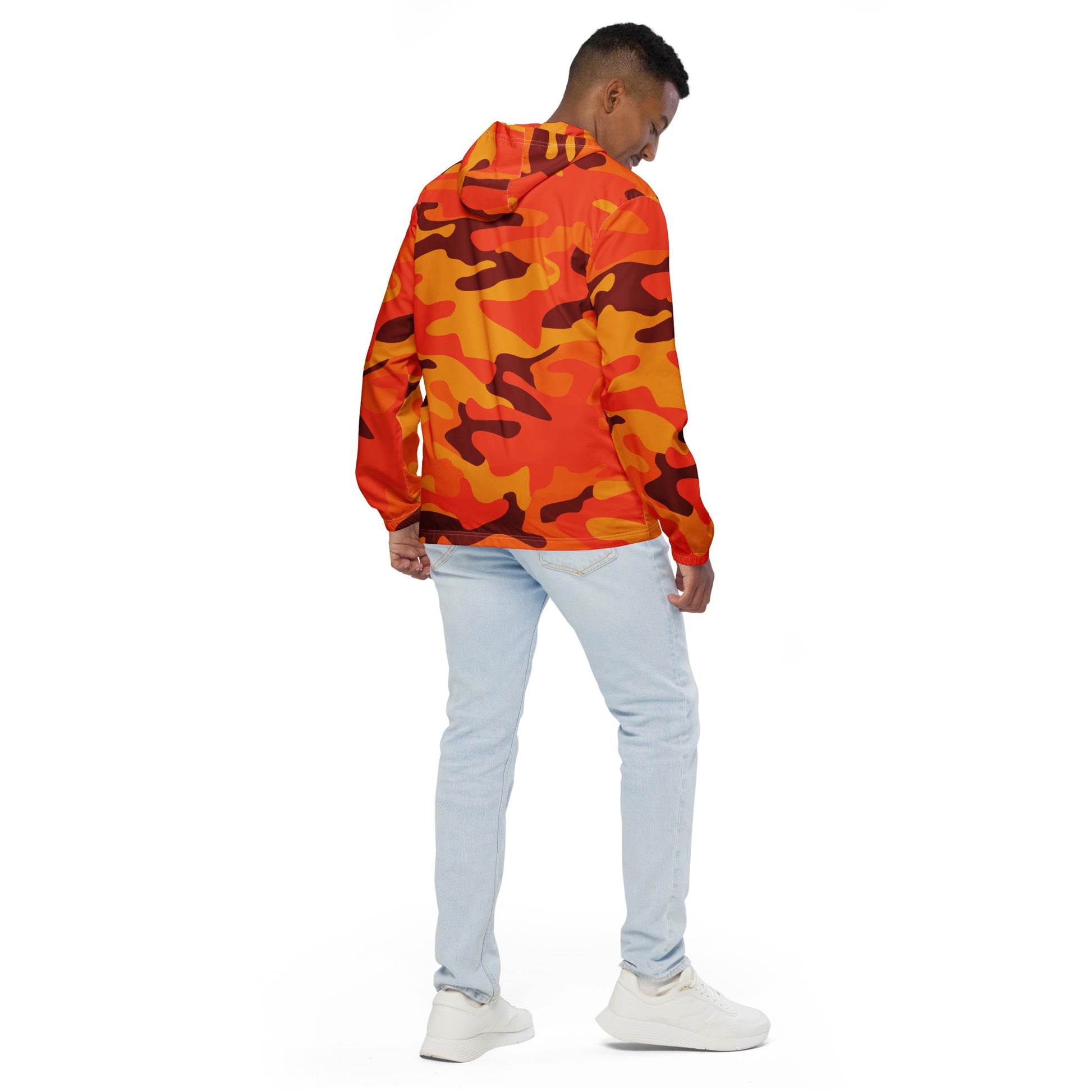 Camo Windbreaker For Men | Orange & Red