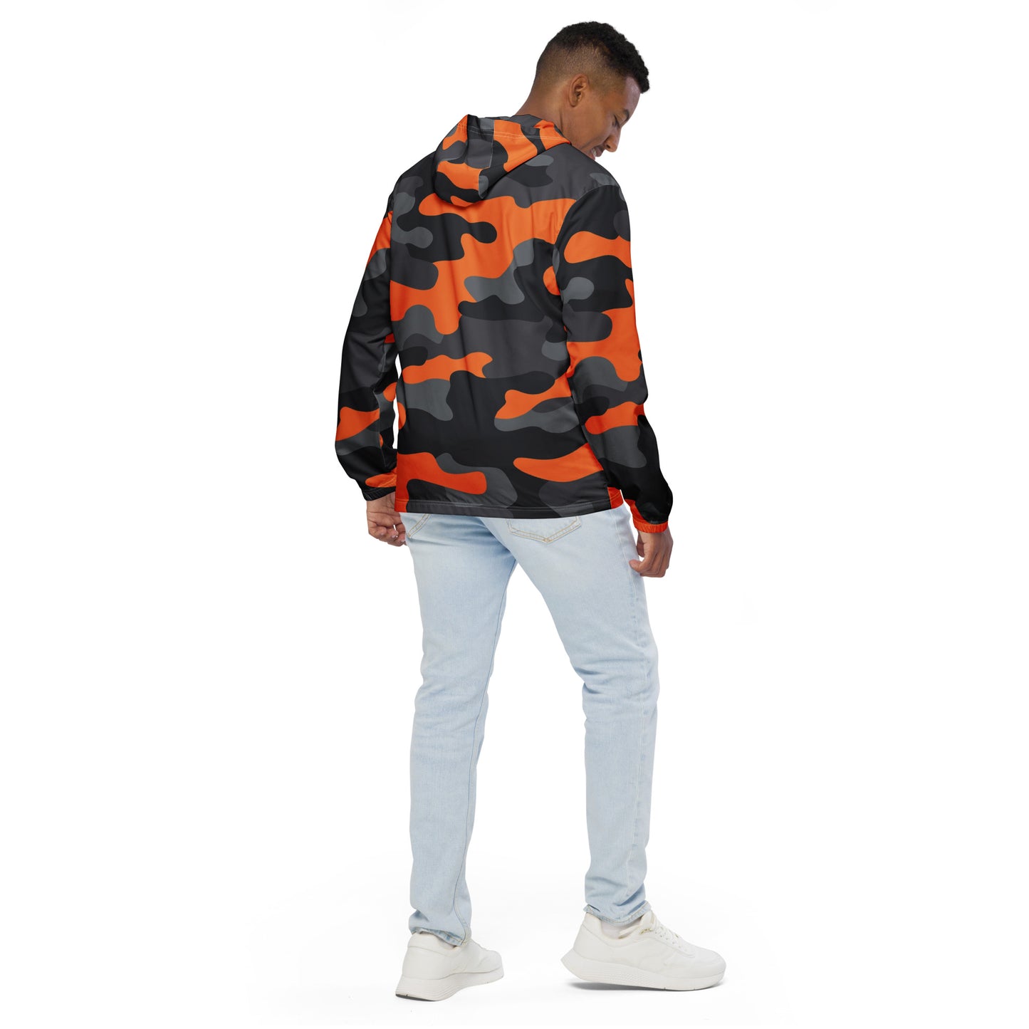 Camo Windbreaker For Men | Orange, Gray & Black