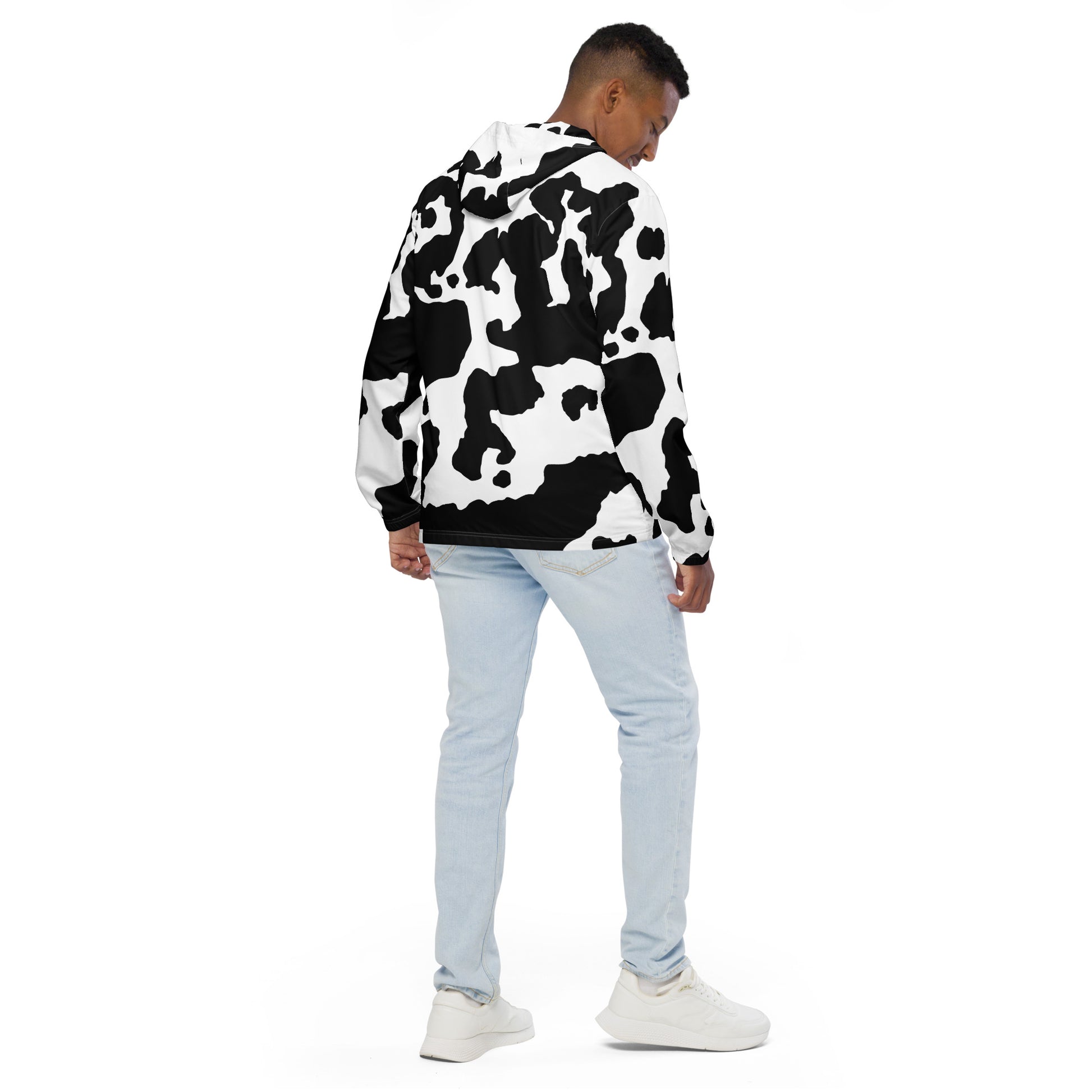 Camo Windbreaker For Men | Black & White Cow Skin