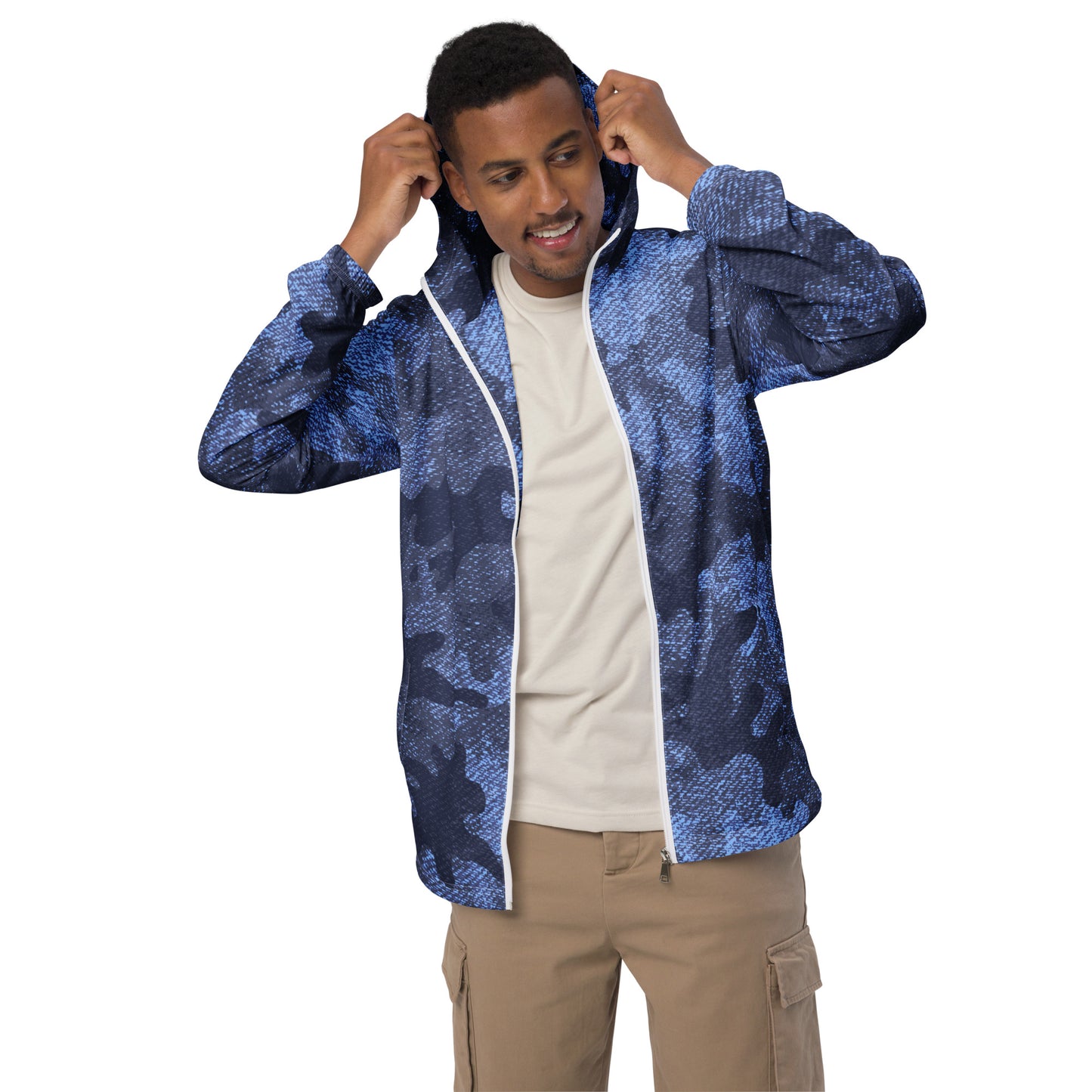 Camo Windbreaker For Men | Denim Blue