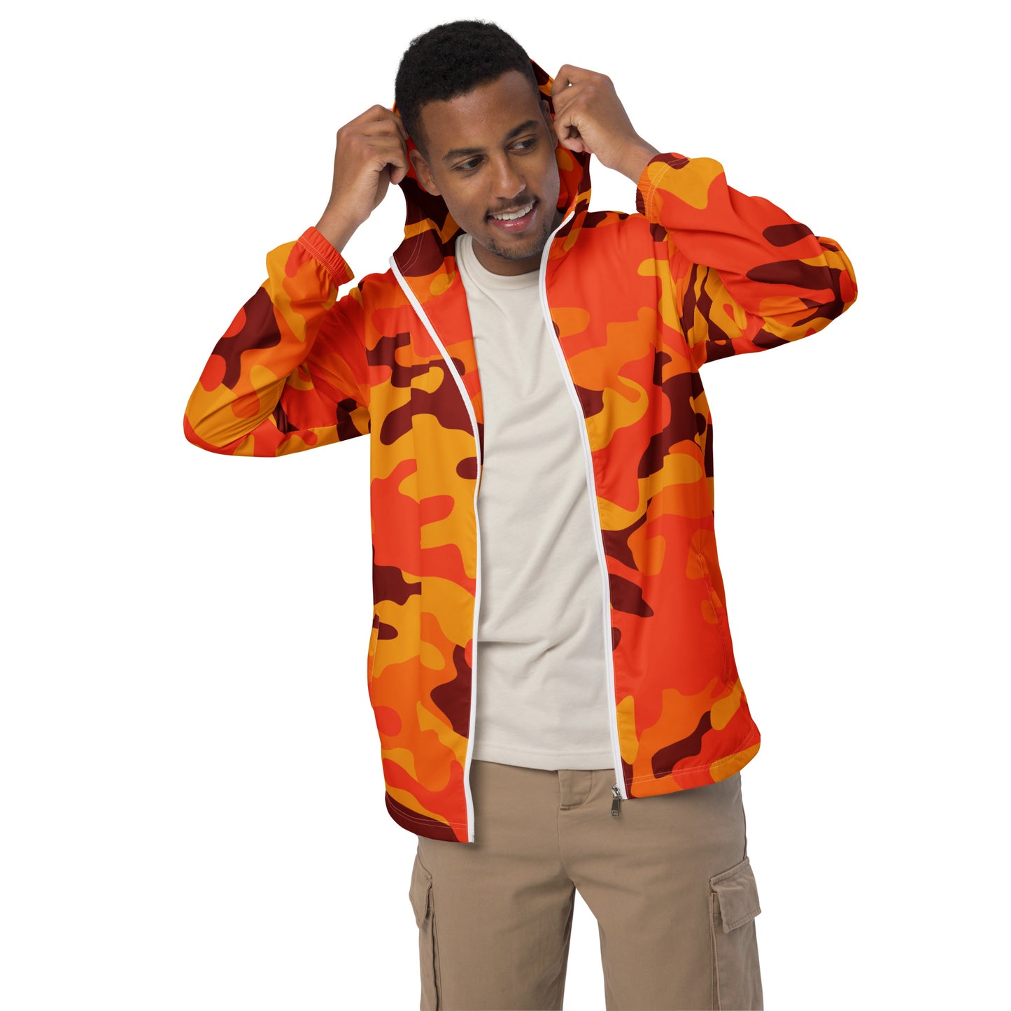 Camo Windbreaker For Men | Orange & Red