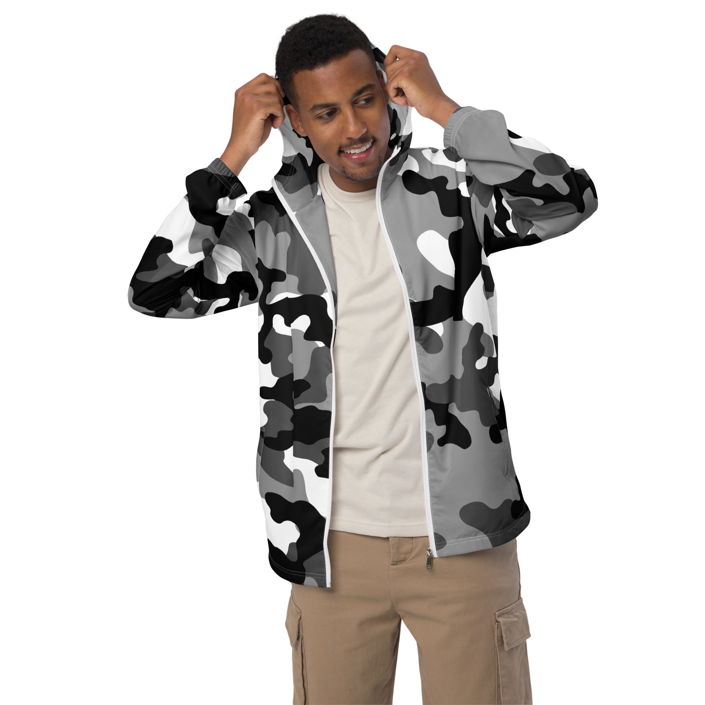 Camo Windbreaker For Men | Black, White & Gray